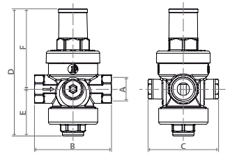 Чертеж Регулятор давления бытовой Giacomini R153P Ду15 Ру23 муфтовый поршневой под манометр
