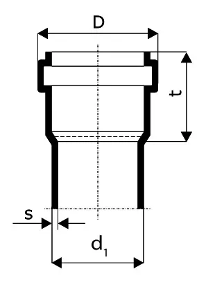 Эскиз Труба Ostendorf Skolan dB SKEM Дн160х5.3 из PP-MD, L=0.5м бесшумная, серая с раструбом